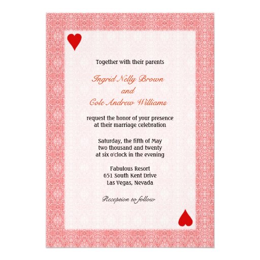 Poker Card Queen + King of Hearts Wedding Invites
