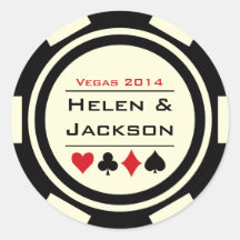 Poker Chip Black and White Round Sticker