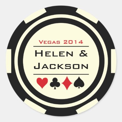 Poker Chip Black and White Round Sticker