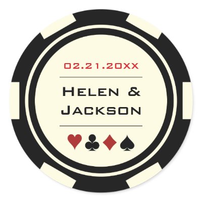 Poker Chip Black and White Round Sticker