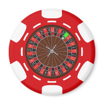 POKER CHIP WITH ROULETTE WHEEL REFRIGERATOR MAGNET