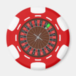 POKER CHIP WITH ROULETTE WHEEL REFRIGERATOR MAGNET