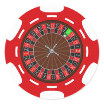 POKER CHIP WITH ROULETTE WHEEL ROUND STICKERS