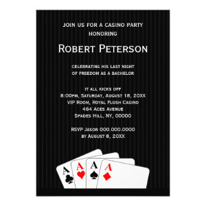 Poker Night Casino Bachelor Party Custom Invites Personalized Invitations