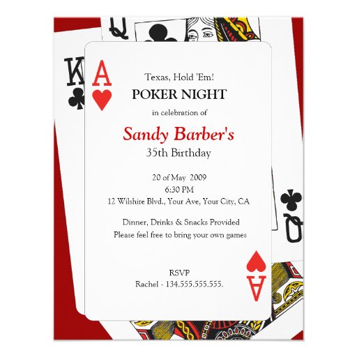 Poker Night - Texas Hold 'Em Party Invitation