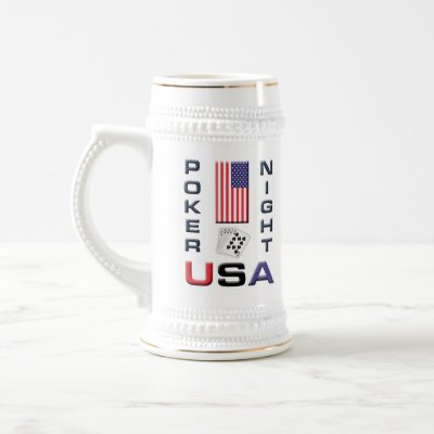 Poker Night USA Beer Stein Mug w front/back design by jesterbryanc