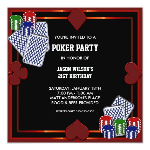 Poker Party Birthday Party Invitation | Zazzle