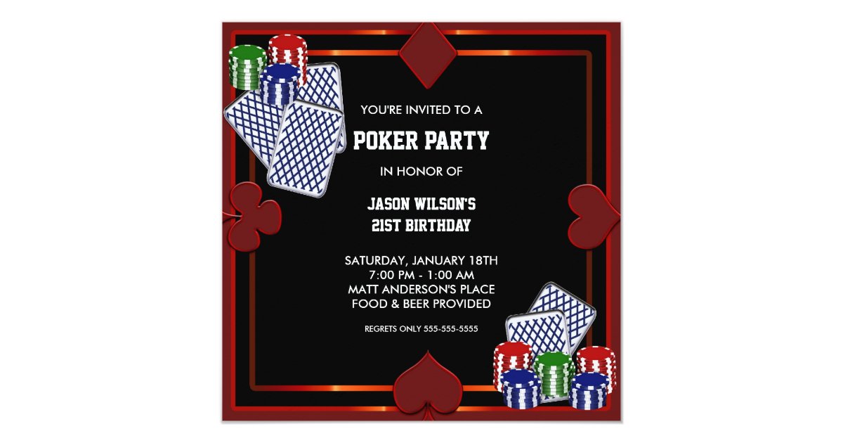 Poker Party Birthday Party Invitation | Zazzle