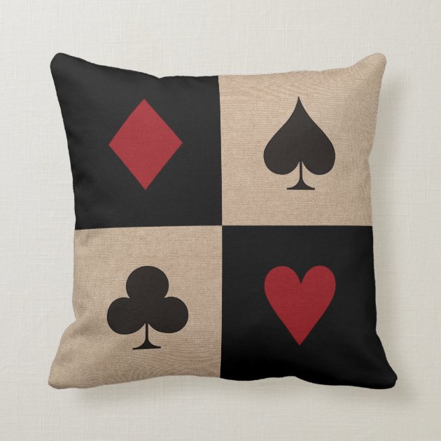 Poker Party Card Suits Throw Pillow
