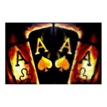 Poker Reflections Flaming Poker Aces by Teo posters