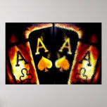 Poker Reflections Flaming Poker Aces by Teo Posters
