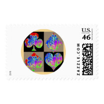 Poker Set Graffiti Lovers Round Postage Stamp