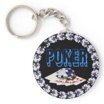 POKER WITH CARDS AND CHIPS KEYCHAIN