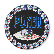 POKER WITH CARDS AND CHIPS REFRIGERATOR MAGNET