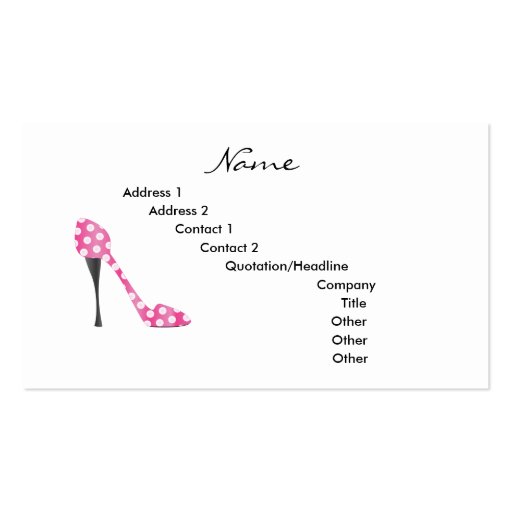 Poky Dot High Heel Business Card Templates (front side)