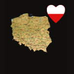 Poland Flag Heart Map Fitted AA T-Shirt