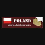 Poland Flag Map Text Bumper Sticker