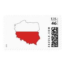 Poland flag map postage