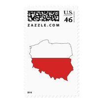 Poland flag map postage