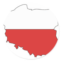 Poland flag map round sticker