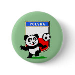 This adorable little panda is too cute! He's featured in front of a large flag from Poland and ready to play football and score some goals. This cute design is perfect for football players and soccer fans.