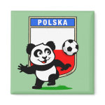 This adorable little panda is too cute! He's featured in front of a large flag from Poland and ready to play football and score some goals. This cute design is perfect for football players and soccer fans.
