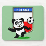 This adorable little panda is too cute! He's featured in front of a large flag from Poland and ready to play football and score some goals. This cute design is perfect for football players and soccer fans.