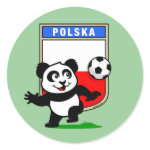 This adorable little panda is too cute! He's featured in front of a large flag from Poland and ready to play football and score some goals. This cute design is perfect for football players and soccer fans.