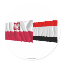 Poland & Kujawsko-Pomorskie waving flags Round Stickers