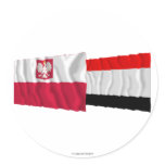 Poland &amp; Kujawsko-Pomorskie waving flags Round Stickers