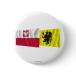 Poland &amp; Pomorskie waving flags Pins