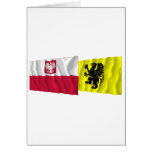 Poland &amp; Pomorskie waving flags Cards