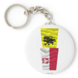 Poland &amp; Pomorskie waving flags Keychains