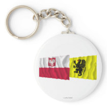 Poland & Pomorskie waving flags Key Chain