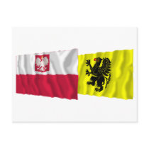 Poland & Pomorskie waving flags Post Cards