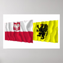 Poland & Pomorskie waving flags Posters