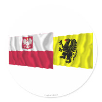 Poland & Pomorskie waving flags Stickers