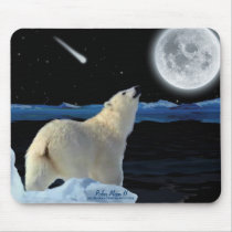 Polar Bear, & Arctic Moon Wildlife Art Mousepad