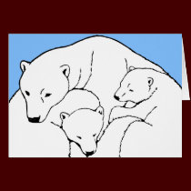 Polar Bear Art Cards Mother & Cub Custom Card cards