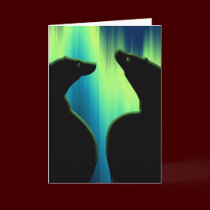 Polar Bear Art Cards Northern Lights Bear Art Card