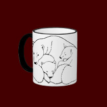 Polar Bear Art Coffee Mug Mother & Cubs Bear Cup mugs