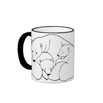 Polar Bear Art Coffee Mug Mother & Cubs Bear Cup