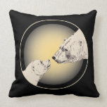 Polar Bear Art Pillow Mother w. Baby Bears Pillow