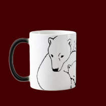 Polar Bear Beer Mug Glass Mother & Cubs Bear Mug mugs