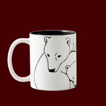 Polar Bear Beer Mug Glass Mother & Cubs Bear Mug mugs
