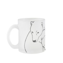 Polar Bear Beer Mug Glass Mother & Cubs Bear Mug