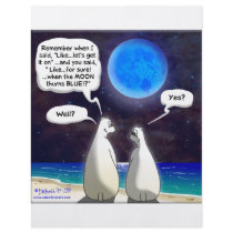 Polar Bear Blue Moon Cartoon Flyers