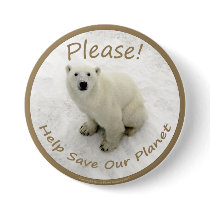 Polar Bear Button by JeffByron Polar Bear Button