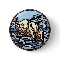 Polar Bear Button Native  Wildlife Art Button