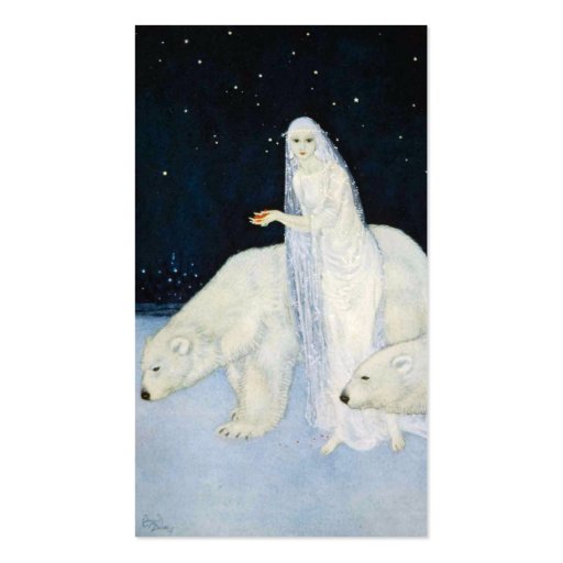 Polar Bear Christmas Gift Tags Cards Edmund Dulac Business Card (front side)